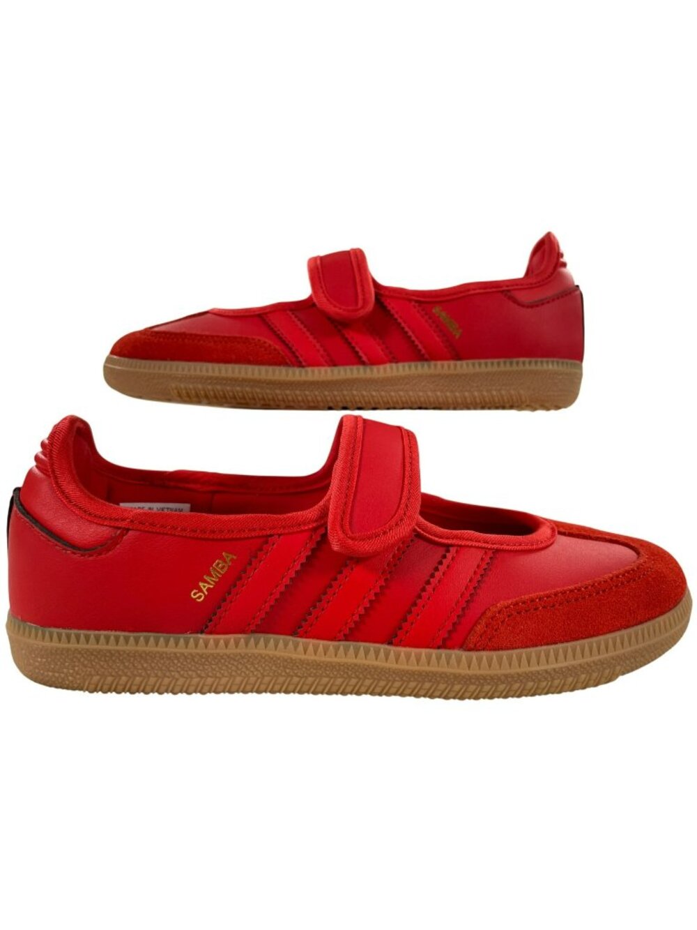 Adidas Samba Jane J Red Shoes Velcro Strap Casual Style KK1435 Kids Size 4 NEW